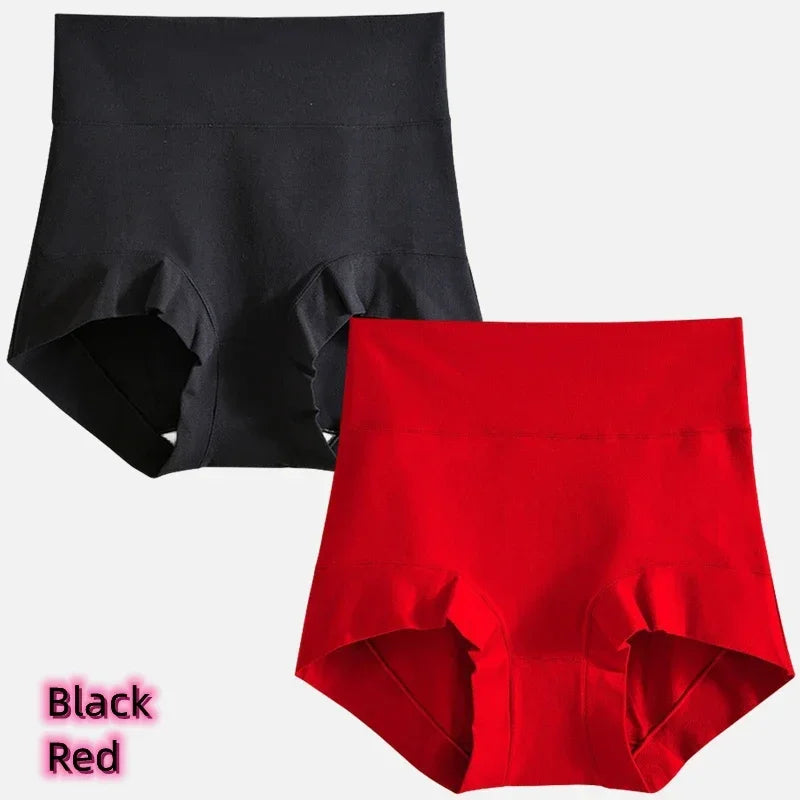 2pcs Women Cotton Panties High-Rise Tighten Abdomen Underwear Comfortable short Briefs