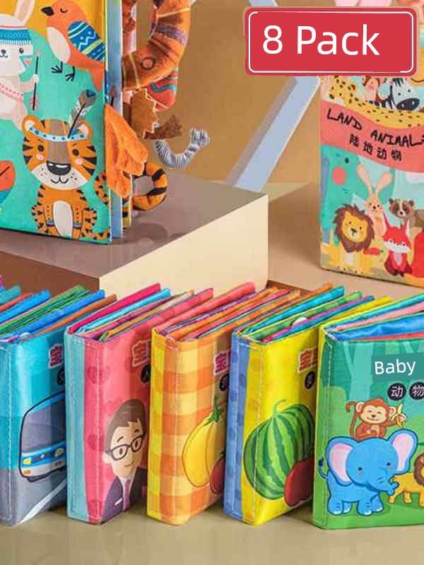 Baby Cloth Book Early Education Baby Tear-Proof Biteable Three-Dimensional Shredded Book 6 Months Cognitive Puzzle Sound Toy