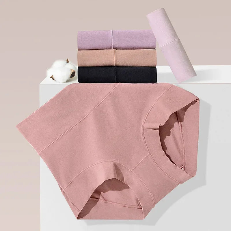 2pcs Women Cotton Panties High-Rise Tighten Abdomen Underwear Comfortable short Briefs