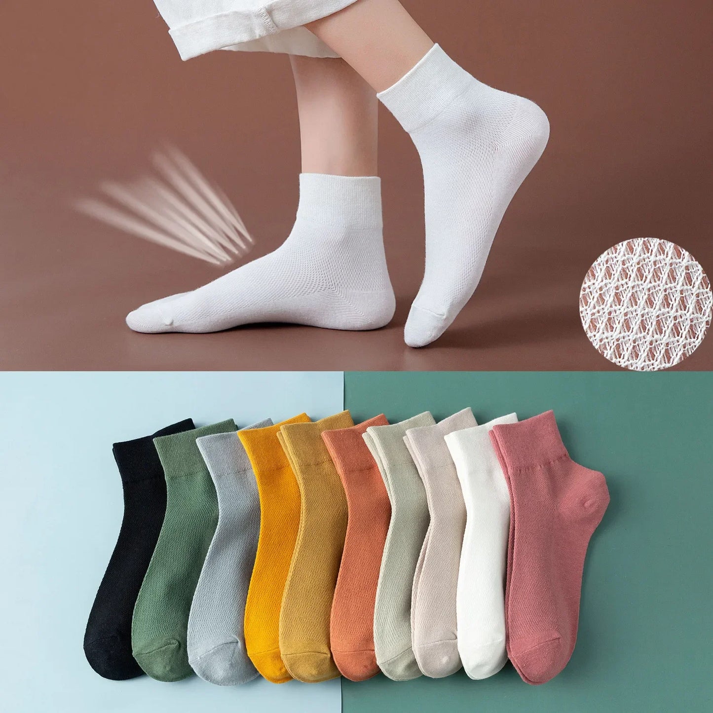 Cotton Breathable Solid Color Woman Summer Thin Socks