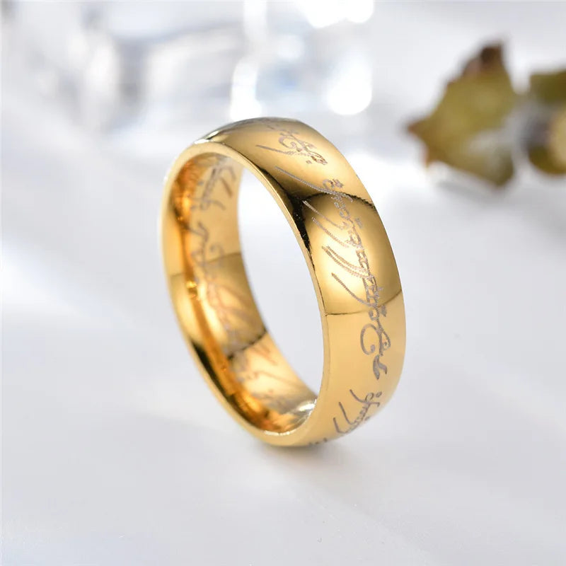 6MM Stainless Steel Laser Engraving Exquisite Couples Wedding Ring, Men and Women