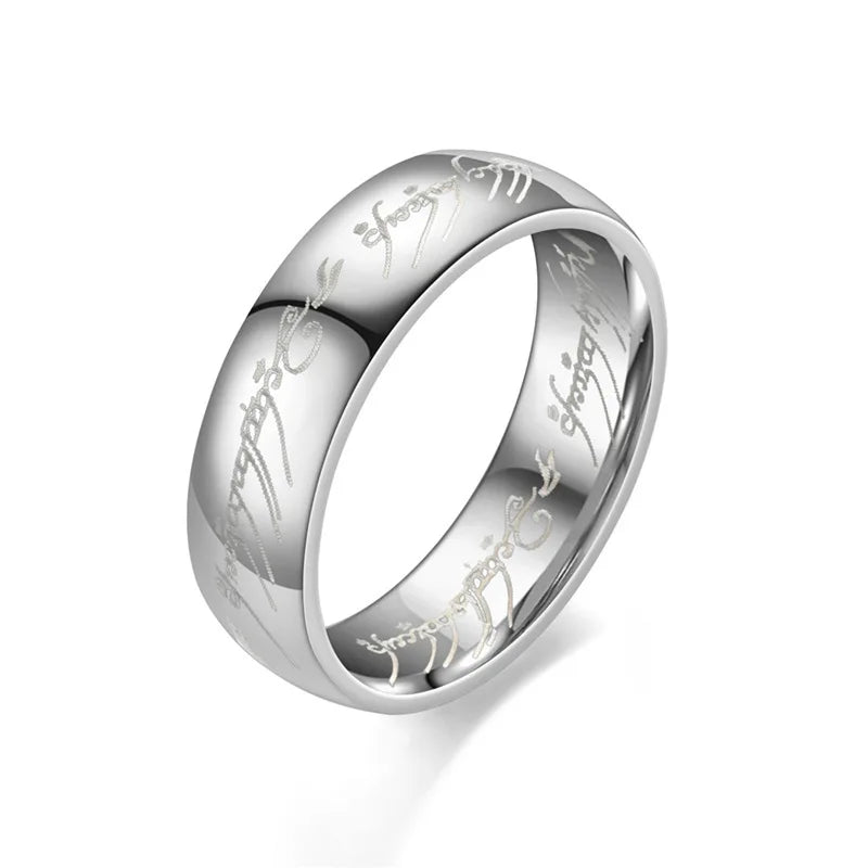 6MM Stainless Steel Laser Engraving Exquisite Couples Wedding Ring, Men and Women