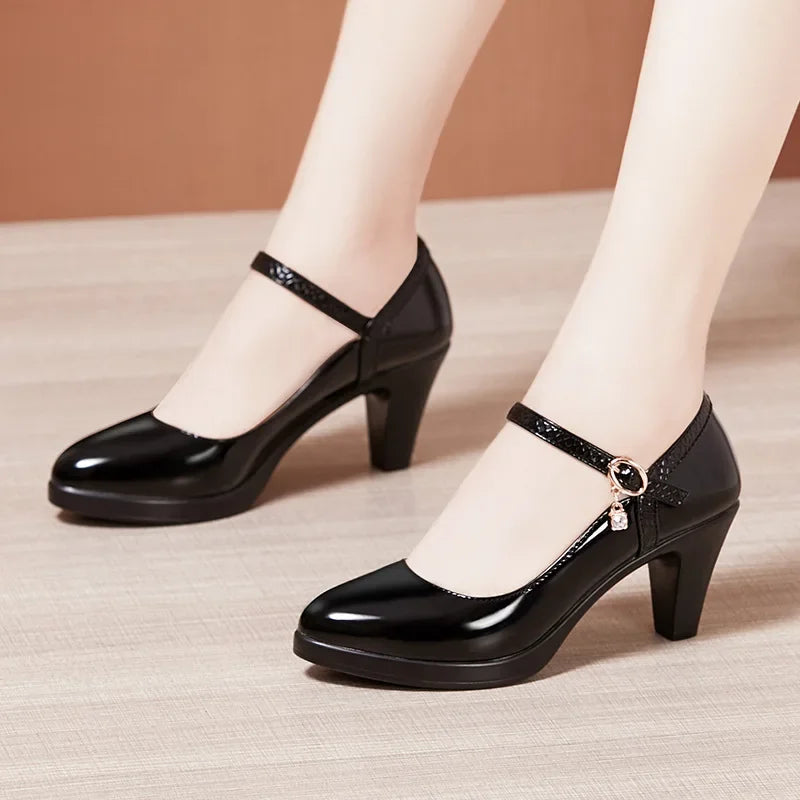 Patent Leather Shoes Women High Heels Mary Janes Platform Pumps