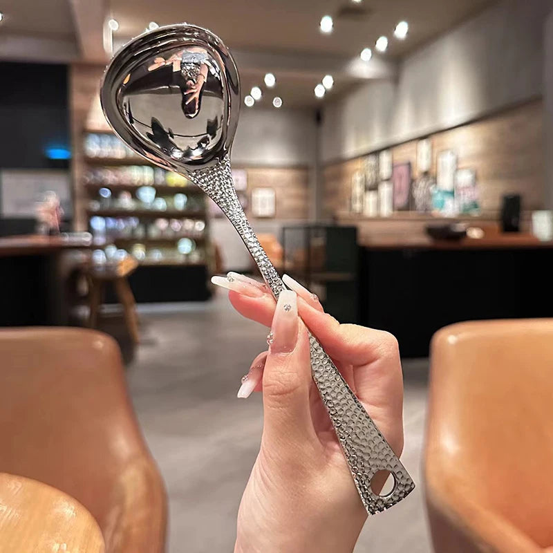 Stainless Steel Soup Spoon Deepen Large Capacity Spoon Silver Mirror Polished Flatware Soup Rice Home Kitchen Tableware