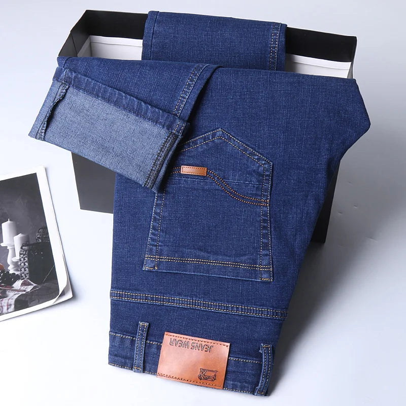Men's Jeans Classic Style Casual Stretch Slim Denim Pants Trousers
