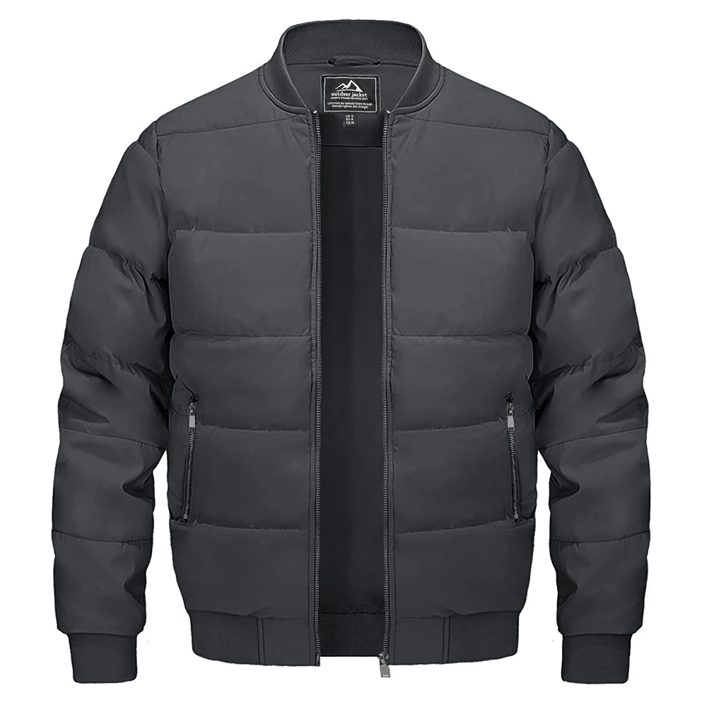 Men's Thermal Bomber Jackets Fall Winter Windproof Baseball Coat Full Zip