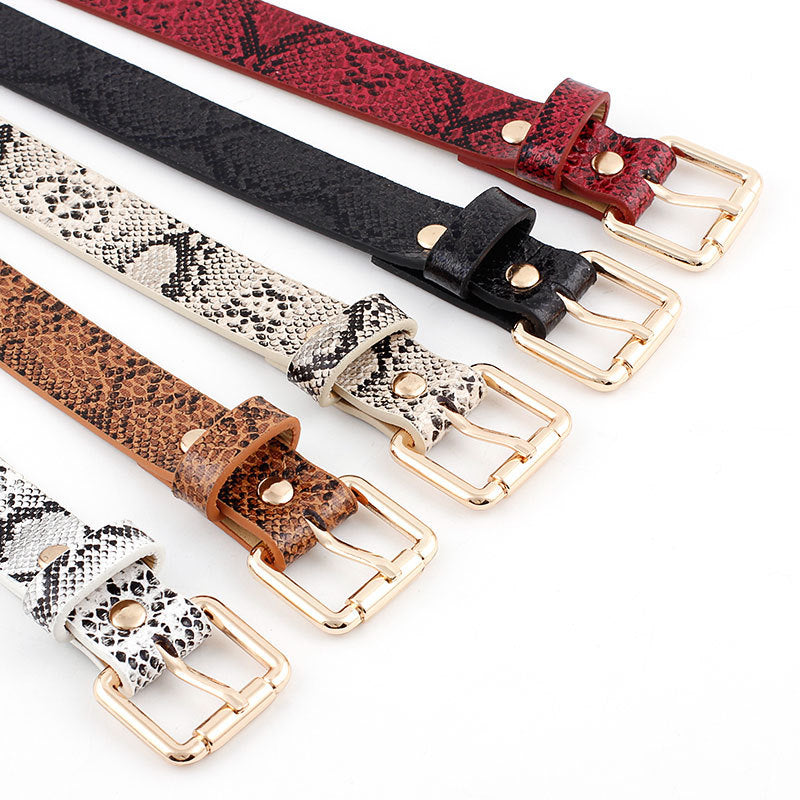 High Quality Women Retro Pu Leather Snake Skin texture Waist Belt