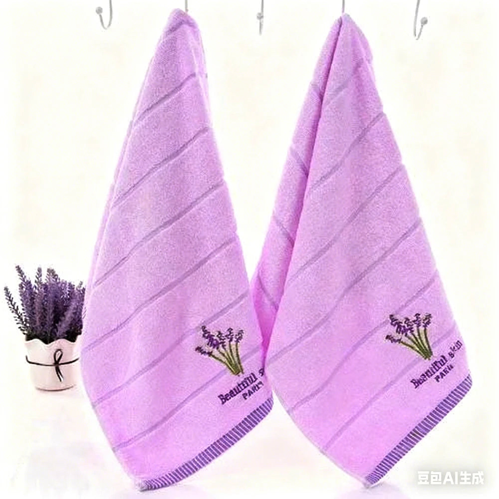 High Quality Towel Cotton Embroidery Lavender Aromatherapy Soft Hand Face Towel Set 34 X 74cm Hand Towel