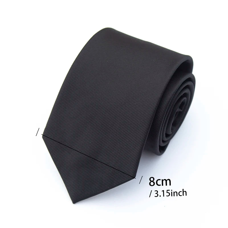 Classic Black Solid Ties for Men High Quality Women Neckties for Wedding Party Business Casual