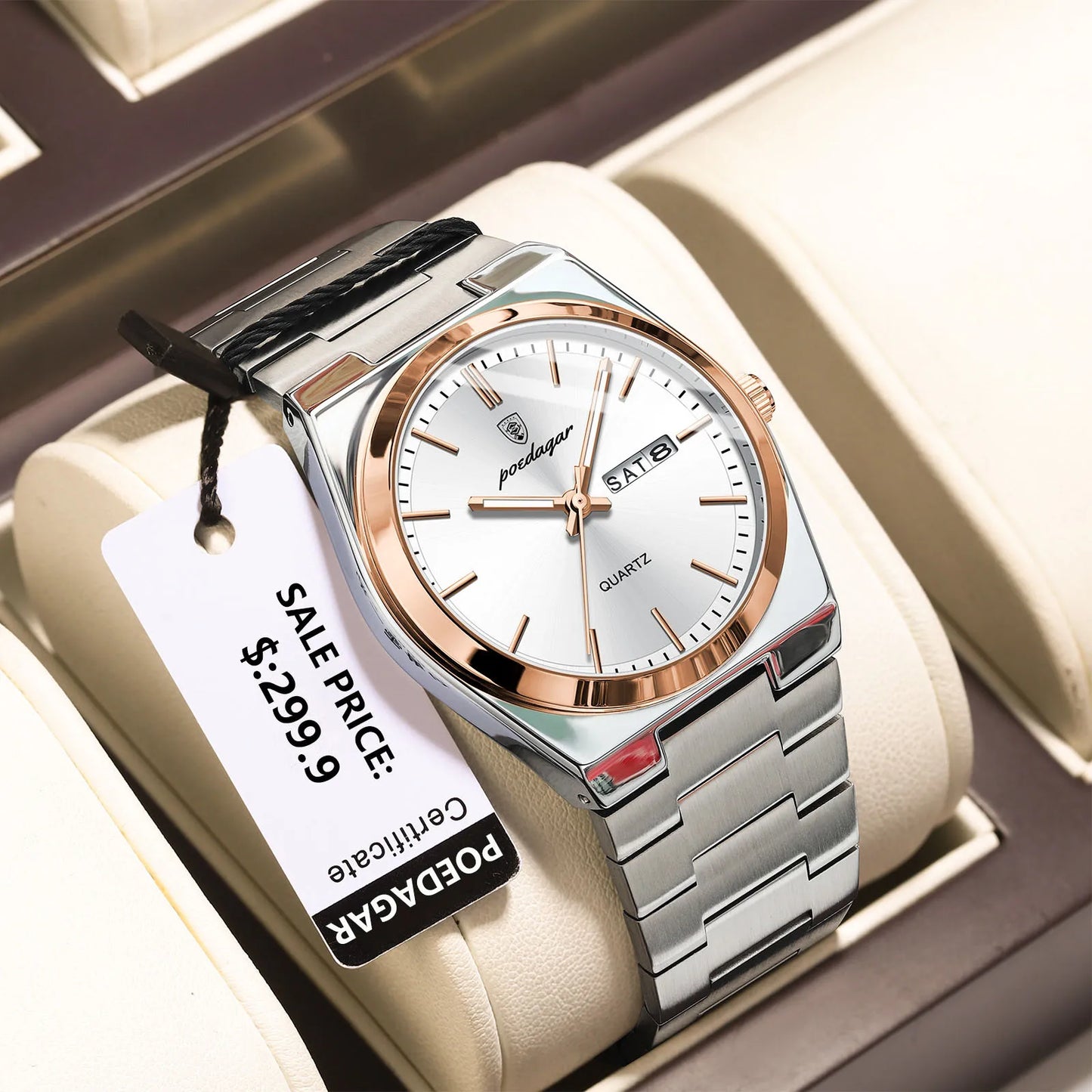 Men's Luxury Quartz Watch Stainless Steel Waterproof Luminous Date Week