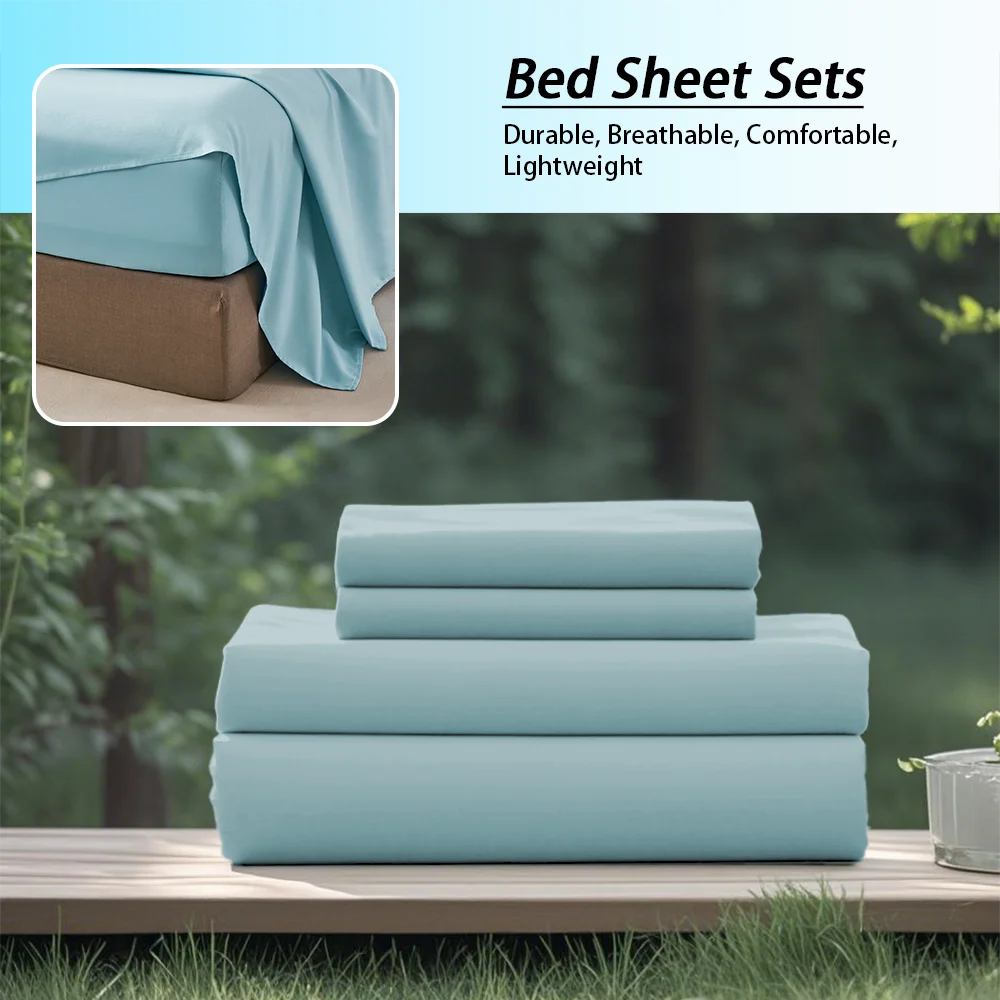 3/4Pcs Soft all seasons bedding set,1 fitted sheet, 1 flat sheet, 1/ 2 pillowcases