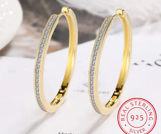 Princess Cut Moissanite Diamond Hoop Earring 925 Sterling Silver 18k Gold Sparkling Fine Jewelry