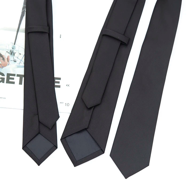 Classic Black Solid Ties for Men High Quality Women Neckties for Wedding Party Business Casual