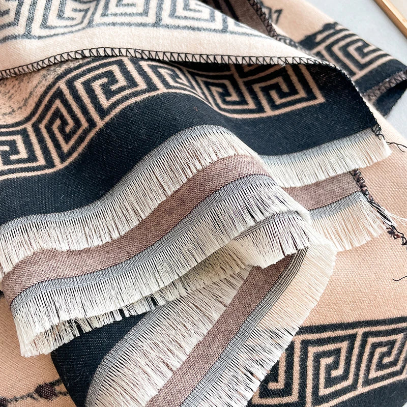 Women Luxury Winter Warm Ink Wash painting Scarf Pashmina Shawl