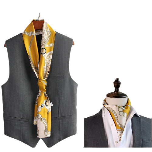 Men's silk scarves British strip printed narrow scarf suit decorative