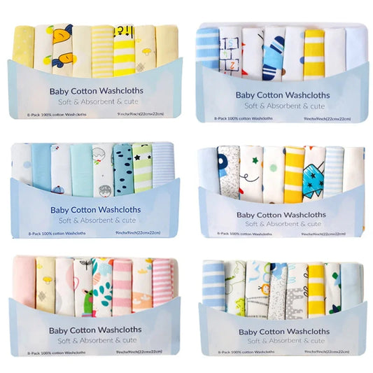 5/8 Pcs Cotton Newborn Baby Towels Set Saliva Washcloth