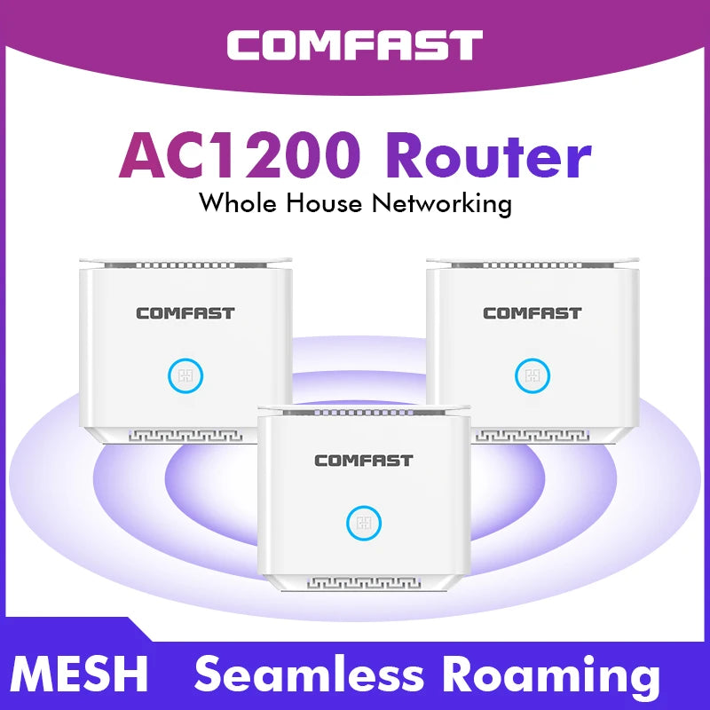 Comfast AC1200 Gigabit Dual Band Mesh Router 2.4G&5GHz 11AC Router Easy Mesh Andlink WiFi Router 4*5dBi Full House Coverage