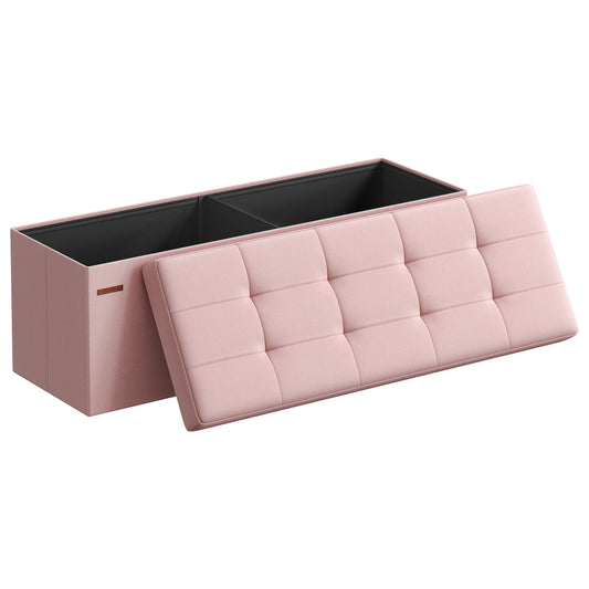 Mazie Collection - 43 Inches Folding Storage Ottoman Bench, Ottoman Foot Rest, End of Bed Bench, Storage Chest