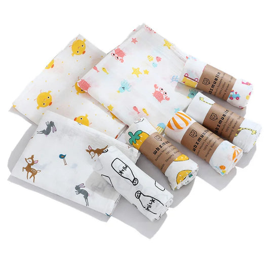 110cm Baby Swaddle Blanket Wrap Burping Clothes Dual Layers Muslin Blankets Boy Girl Organic Soft Cotton