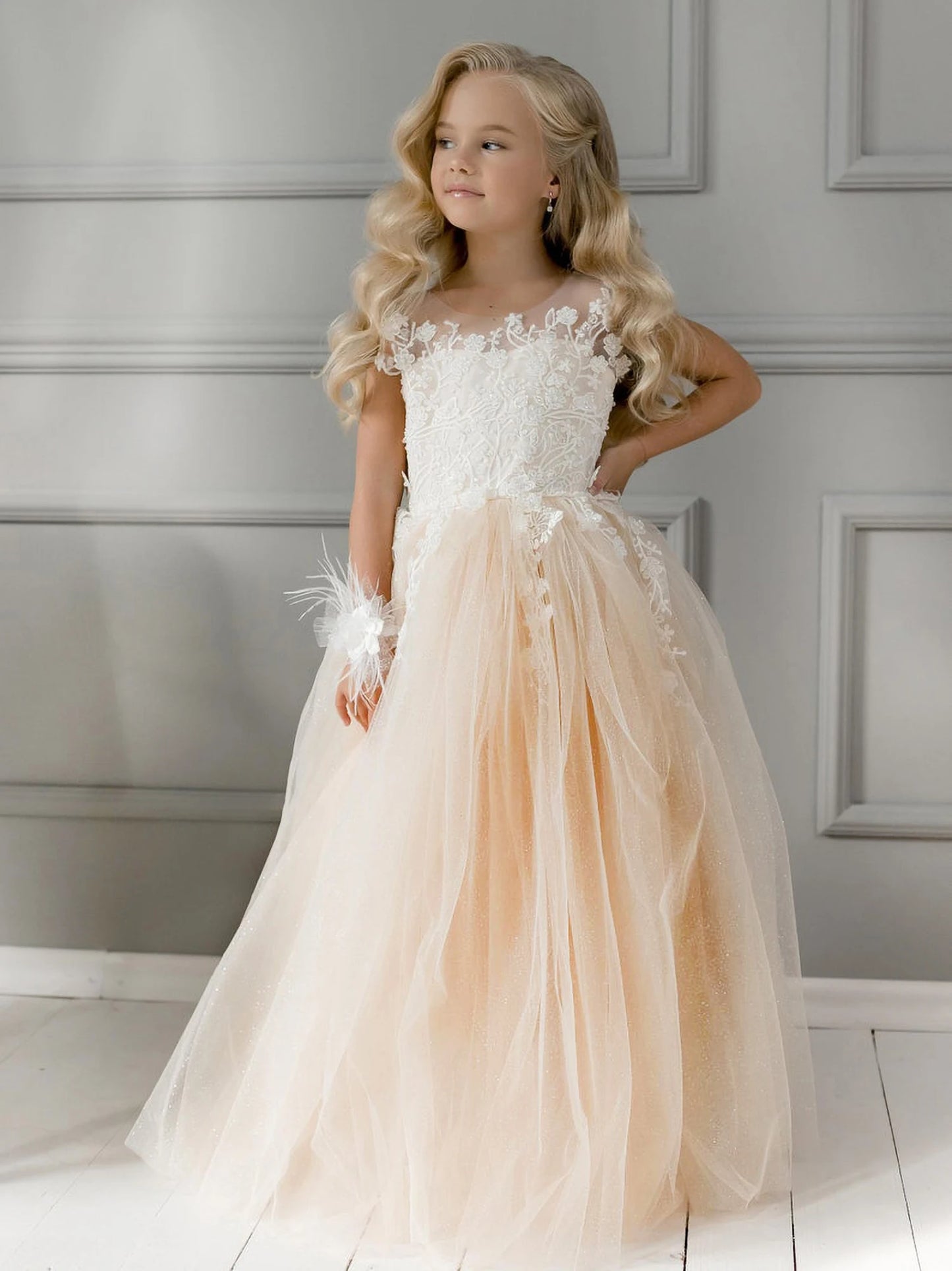 Lace Tulle Princess Flower Girl Dress