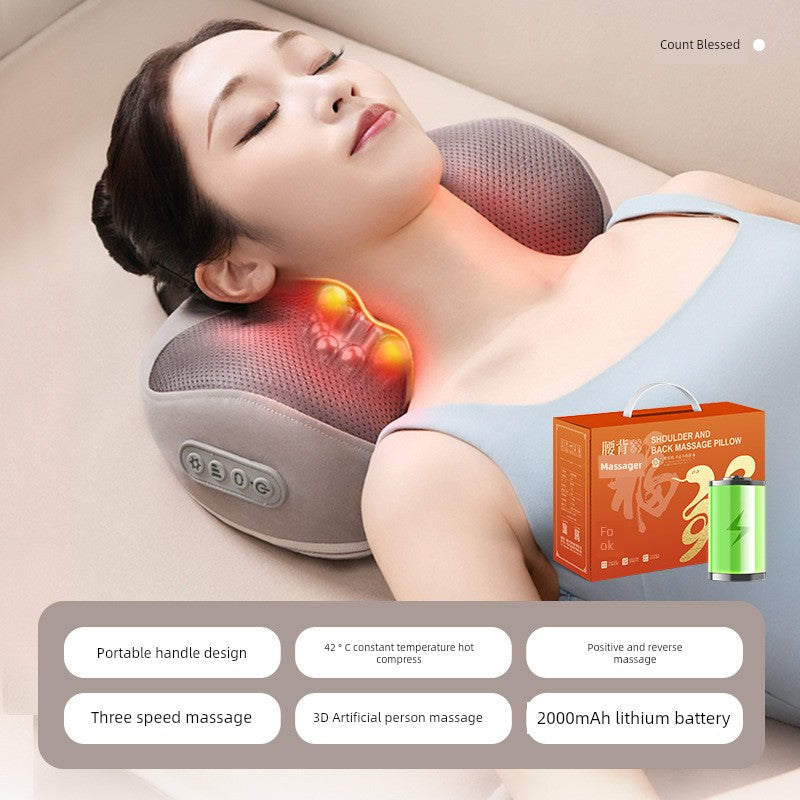 Cervical Spine Massage Instrument Waist and Back Massager Multifunctional For Shoulder and Neck Kneading Massage Pillow Cushion