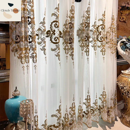 European Style Embroidery Tulle Curtains for Living Room Bedroom Window Screen Customize