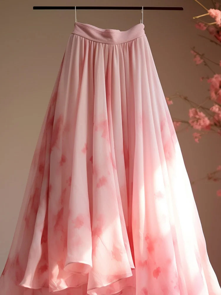 Spring/Summer Women's Elastic Pleated High Waist Slim A-line Skirts