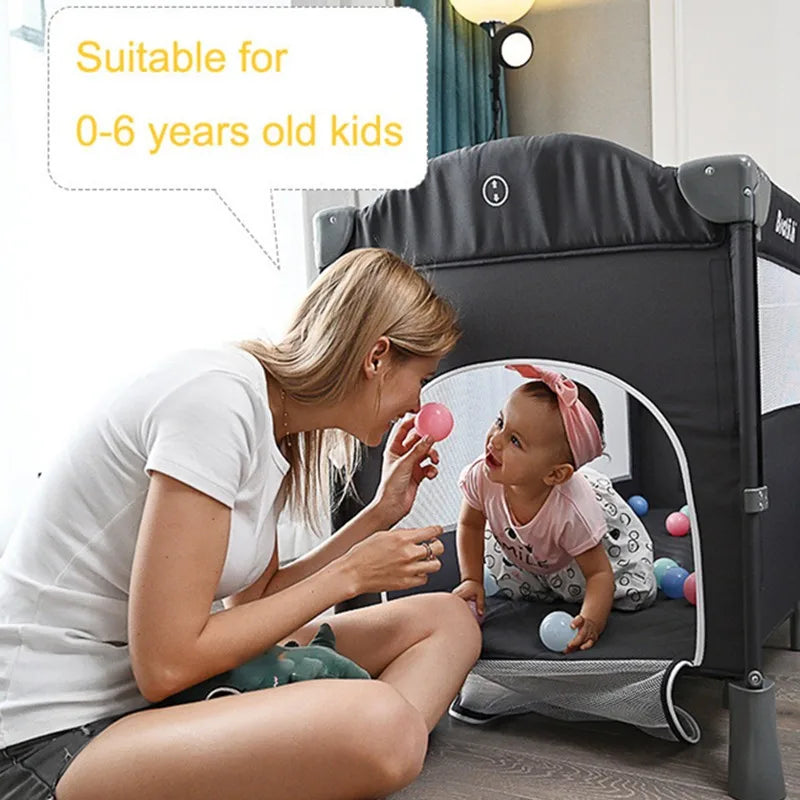 Multifunctional Portable Baby Crib Foldable With Diaper Table Cradle Rocker Kid Game Bed Bedroom Furniture For 0-6 years