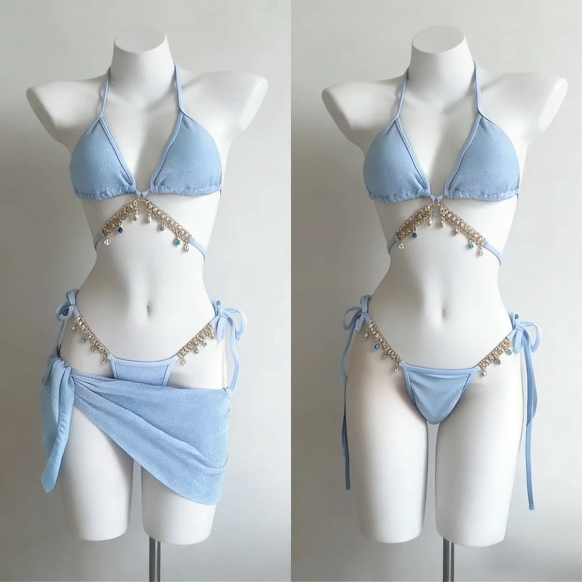 Fairy Sweet High Waist 4-Piece Split Bikini Set For Women 2026 - Print Trendy Swimwear Chic Beach Vacation Summer Party Fashion