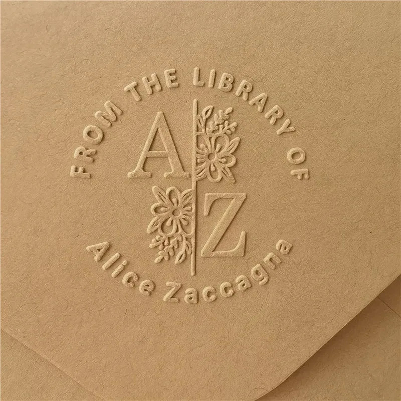 Custom Initials Embosser stamp,Book Embosser Personalized Wedding Embossing Stamp, Address Stamp, Form the Library Embosser