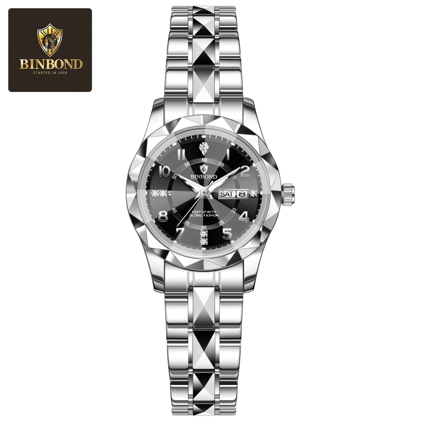 BINBOND Women Quartz Luxury Watch Waterproof with Week/ Date/ Clock
