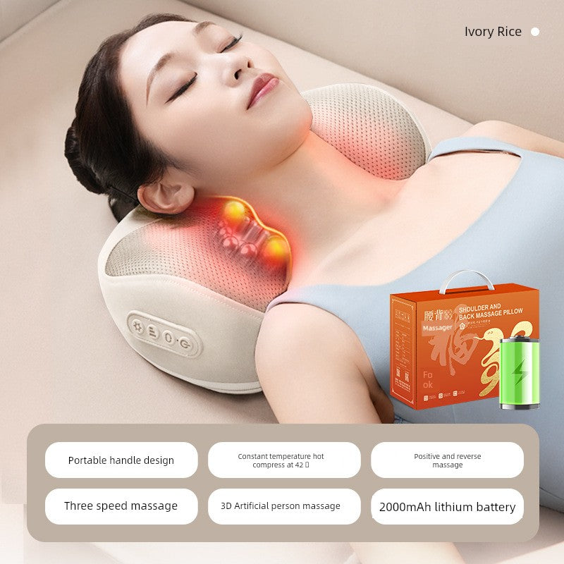 Cervical Spine Massage Instrument Waist and Back Massager Multifunctional For Shoulder and Neck Kneading Massage Pillow Cushion