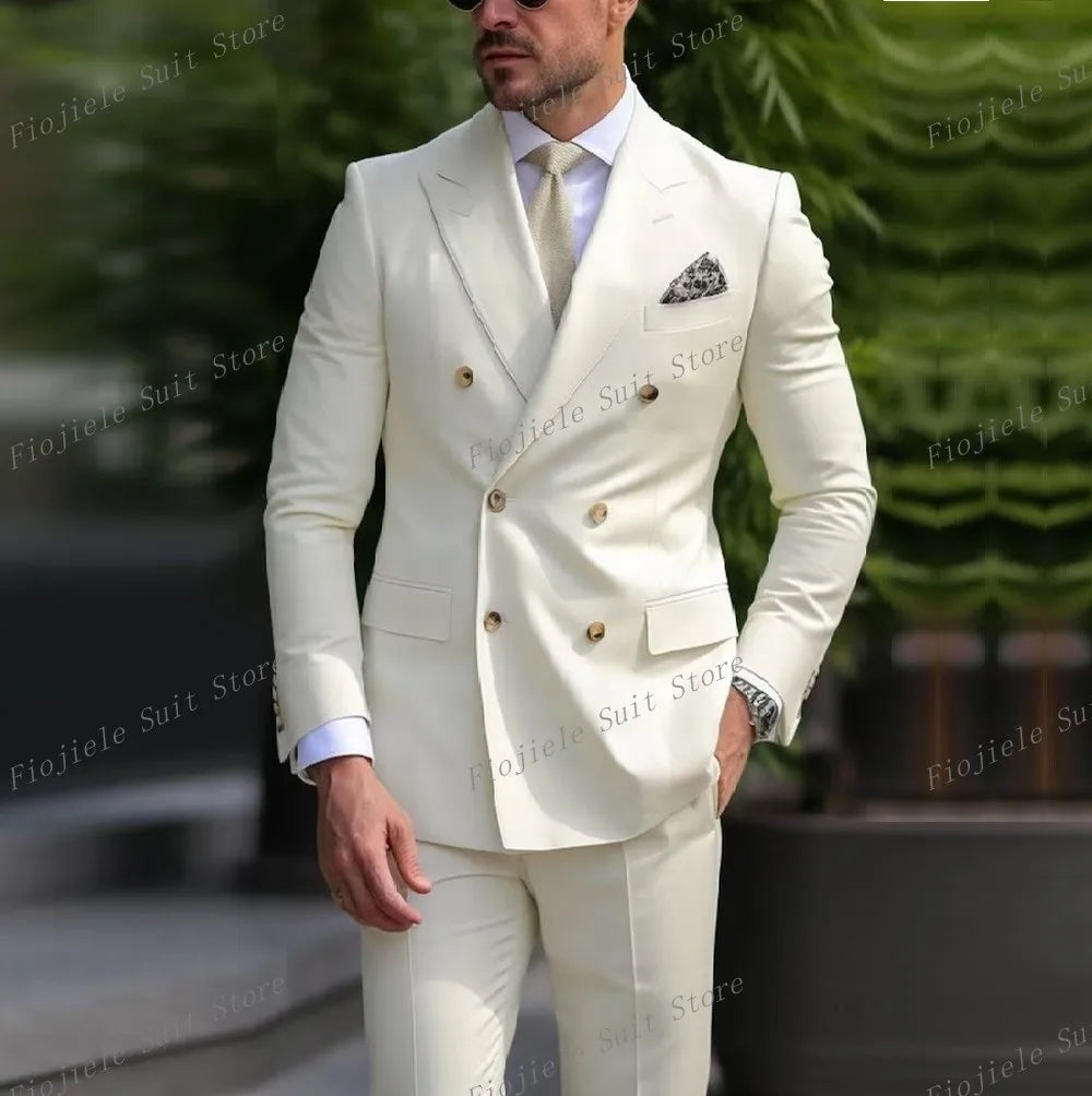 Men Business Formal Occasion Tuxedos Suit 2 Piece Set Blazer Pants