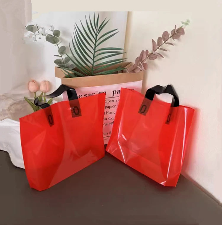 100pcs Custom Logo Colorful Shopping Bags With Handle Plastic Gift Bag Print One Color Logo On One-sided Free Design Print