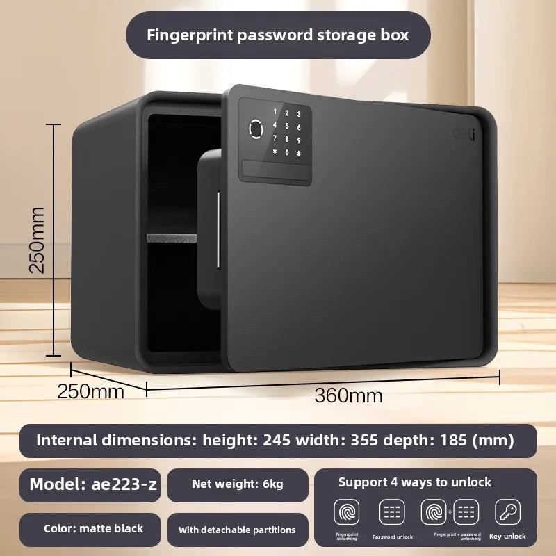 Safe deposit box household small fingerprint password automatic door opening 20/25cm anti-theft password key safe