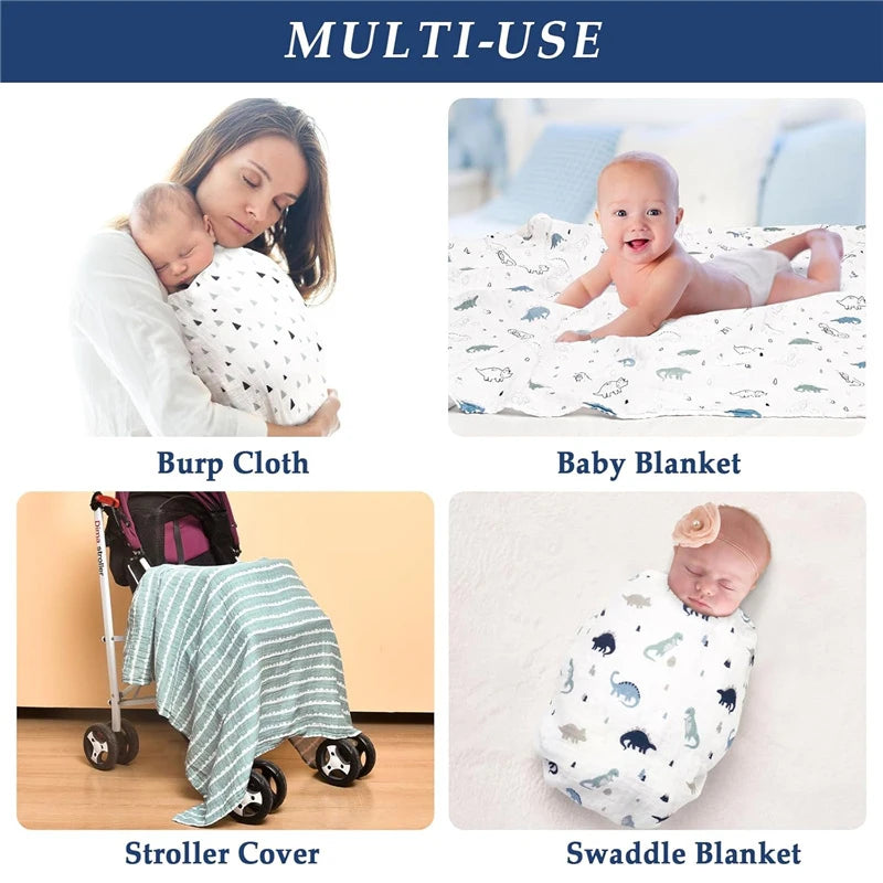 110cm Baby Swaddle Blanket Wrap Burping Clothes Dual Layers Muslin Blankets Boy Girl Organic Soft Cotton