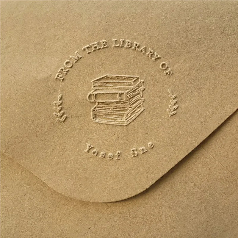 Custom Initials Embosser stamp,Book Embosser Personalized Wedding Embossing Stamp, Address Stamp, Form the Library Embosser