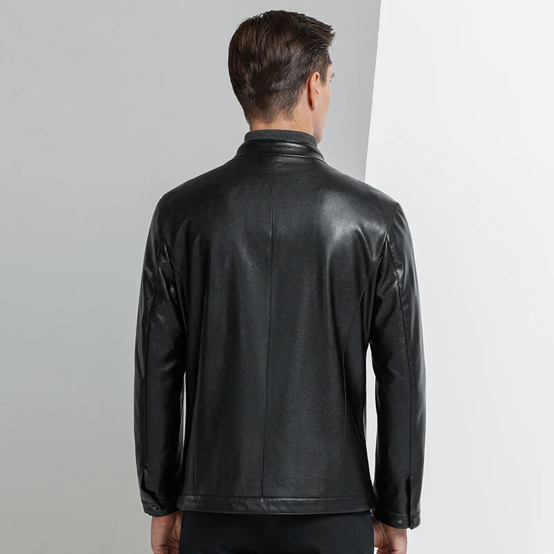 Men's Business Casual Natural Sheep Thin Leather Jacket