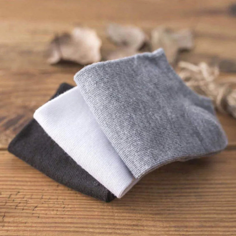 10/5pcs Pairs Low Cut Ankle Breathable Men/Women Socks Solid Color Black White Grey