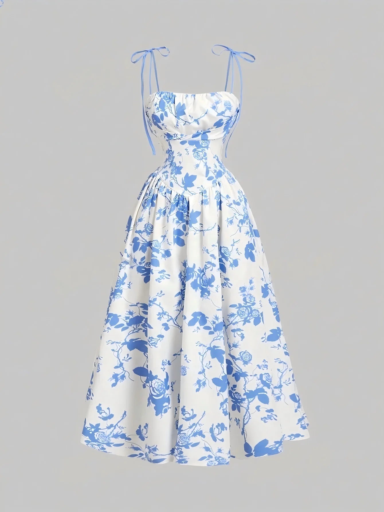 Women's Floral Slip Dress French Vintage High Waist Casual Sundress