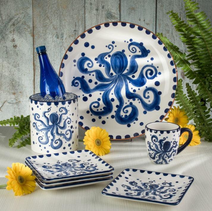 Costa Azul Hand Painted Octopus Extra Large 19-Inch Oval Serving Platter