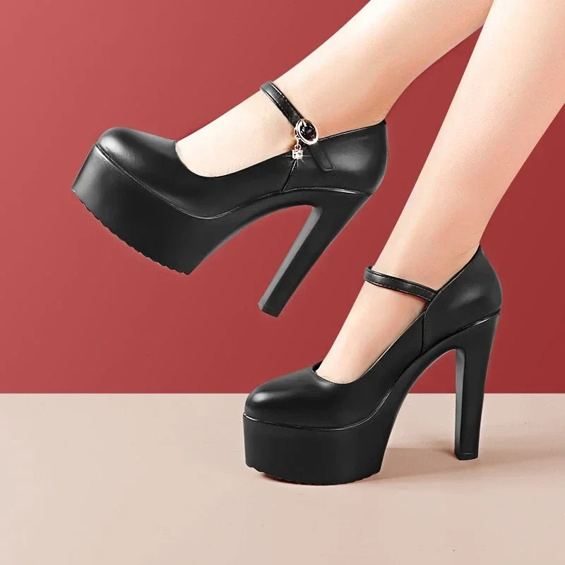 Genuine Leather Platform Pumps Shoe