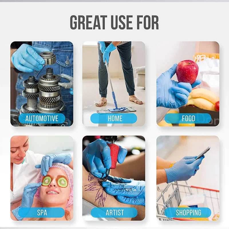 10-100PCS Blue Nitrile Gloves Disposable Cleaning Gloves for Kitchen Dishwashing Waterproof Latex Free Powder Free Work Glove