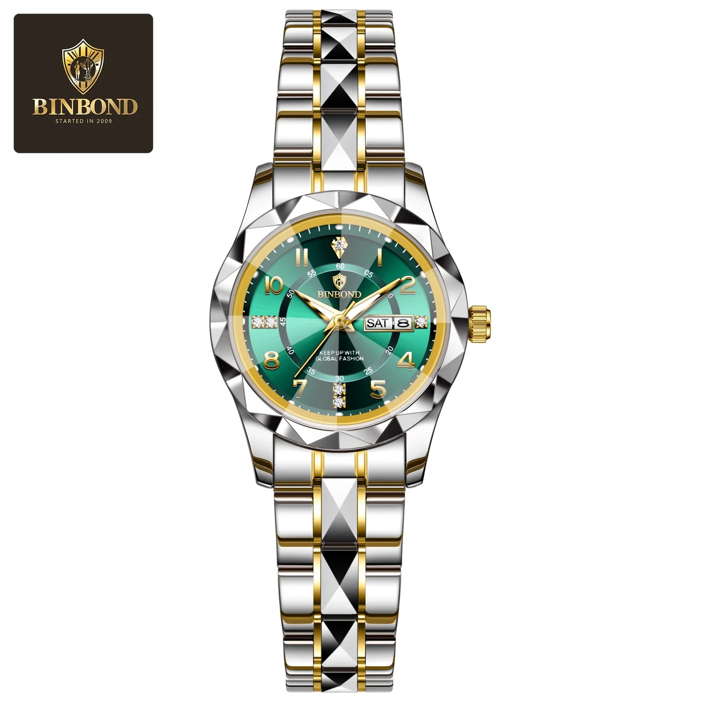 BINBOND Women Quartz Luxury Watch Waterproof with Week/ Date/ Clock