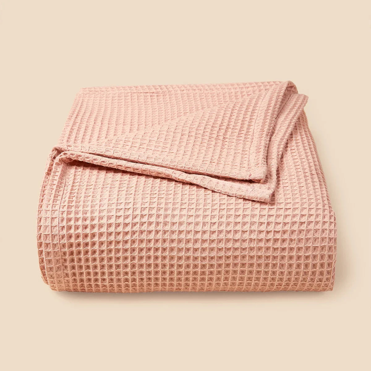 100% Cotton Waffle Weave Blanket Lightweight Washed Soft Breathable