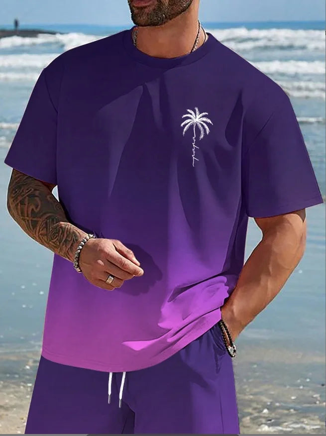 Soft and comfortable Beach Short Sleeved Shirt with Casual Short Set