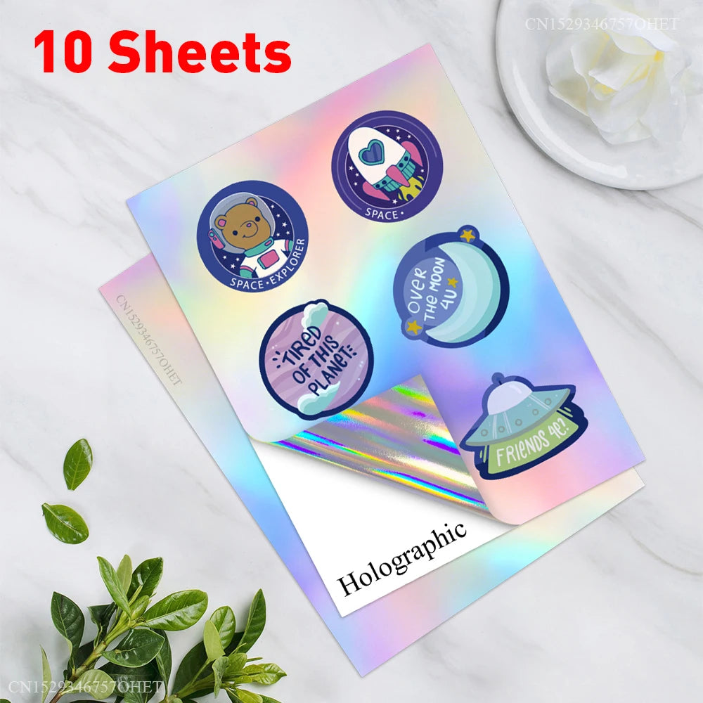 50 Sheets A4 Sticker Paper for Printer Inkjet/Laser Printer Vinyl Paper Sticker Self Adhesive Gift Stationery Label Stickers DIY