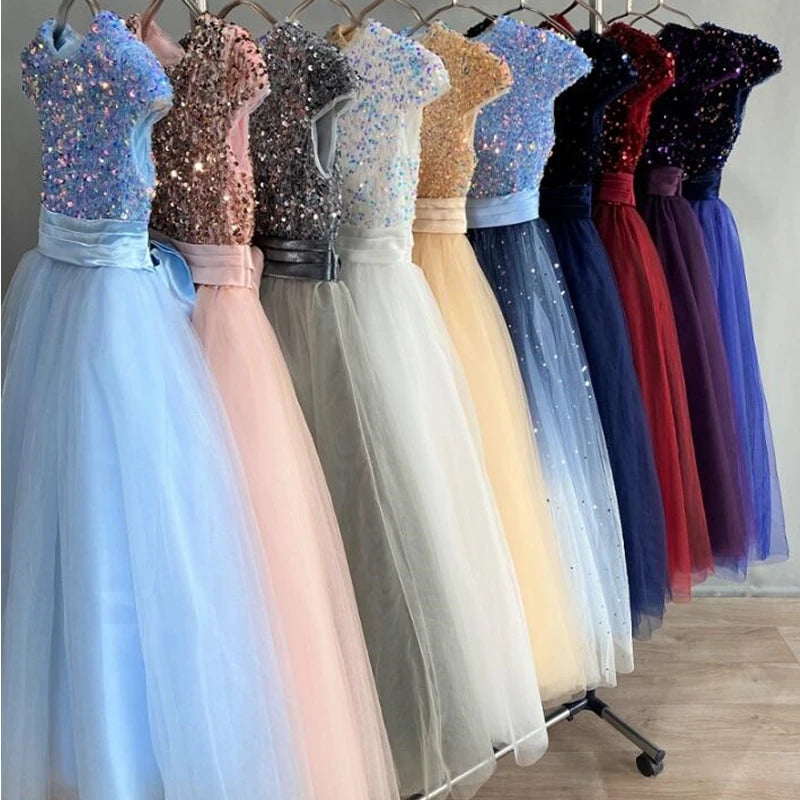 Elegant Girls Long Sequin Princess Dresses