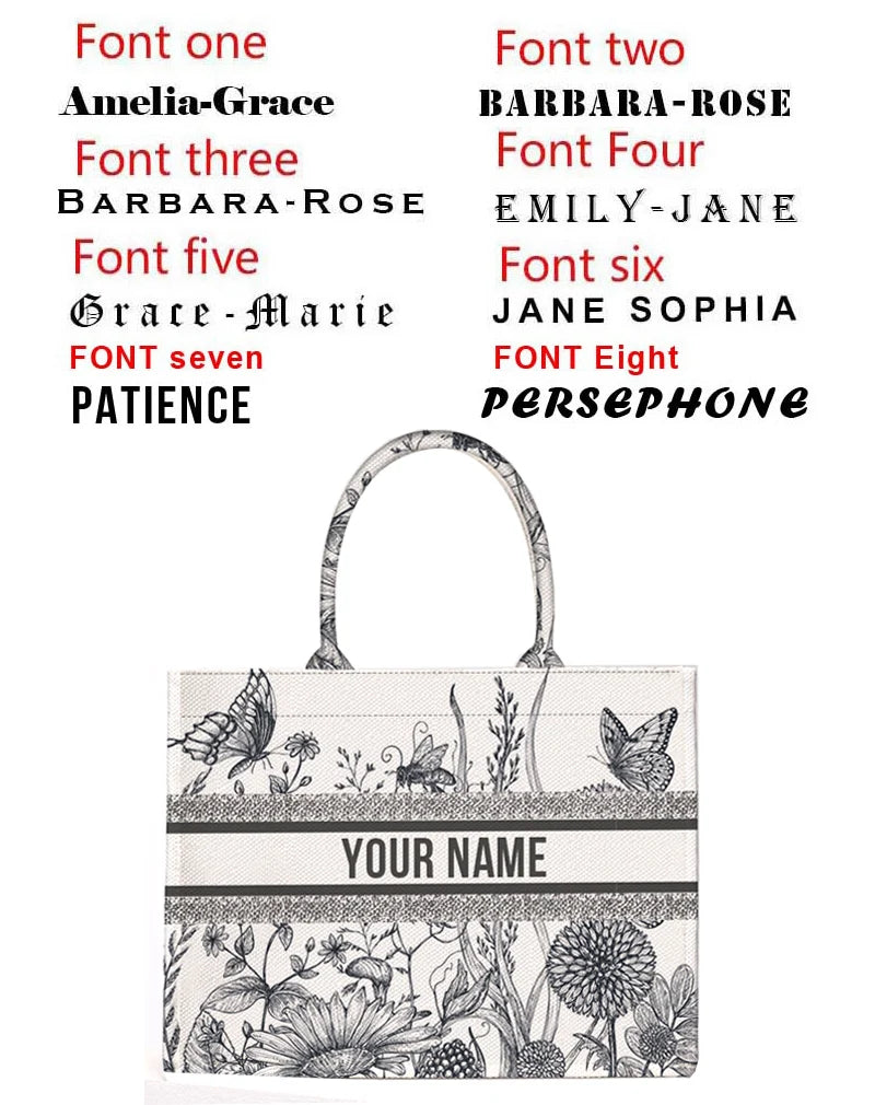 Personalized custom women's tote bag, canvas printed handbag, large capacity beach bag