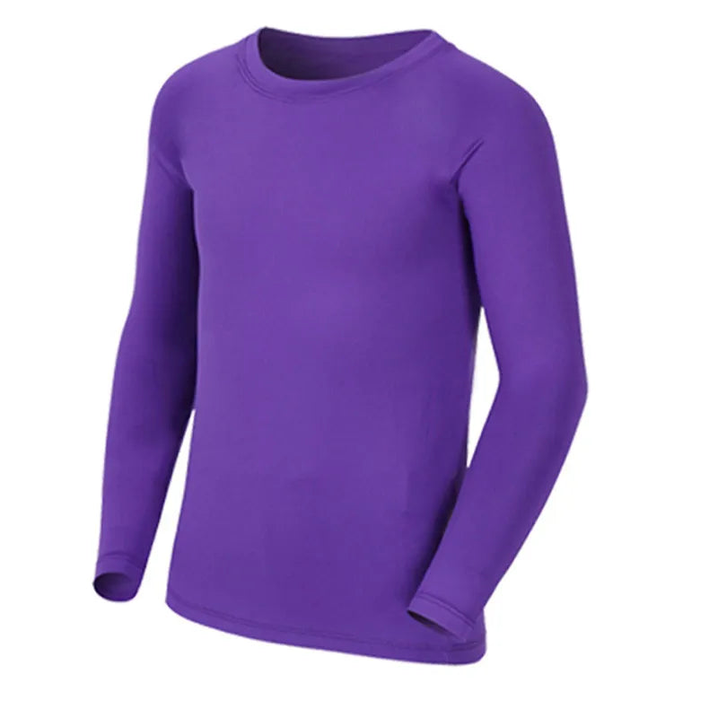 Kids Children Boy Girl Compression Running Long T Shirt Fitness Sport Basketball Football Gym Sportswear Soccer Clothes 25